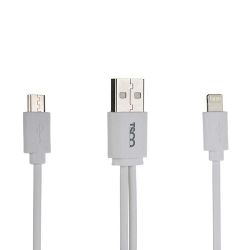 کابل تبدیل USB به لایتنینگ و microUSB تسکو TSCO TC A28 طول 0.2 متر