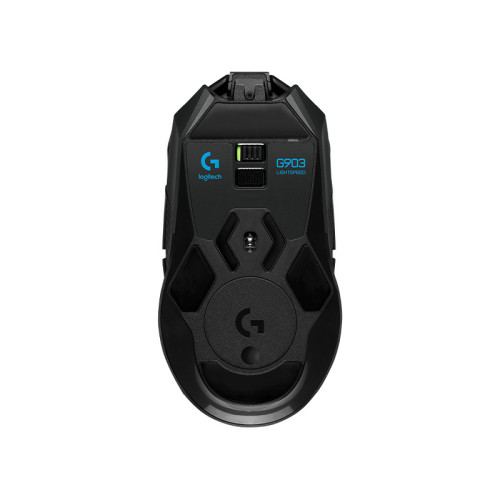 ماوس لاجیتک Logitech G903 Lightspeed قابلیت جداسازی چهار دکمه کناری از بدنه را دارد و افکت و رنگ نورپردازی این ماوس قابل تنظیم است.