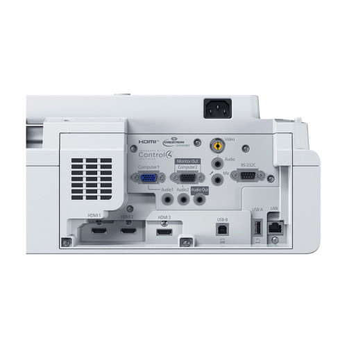 دیتا پروژکتور Epson EB-725W مجهز به منبع پخش لیزری با طول عمر 20000 ساعت است و دو پورت USB-A برای اتصال فلش مموری دارد.