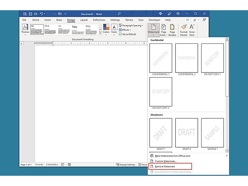 آموزش حذف کردن واترمارک از ورد