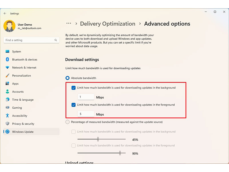 آموزش محدود کردن پهنای باند آپدیت های ویندوز 11 از طریق Settings