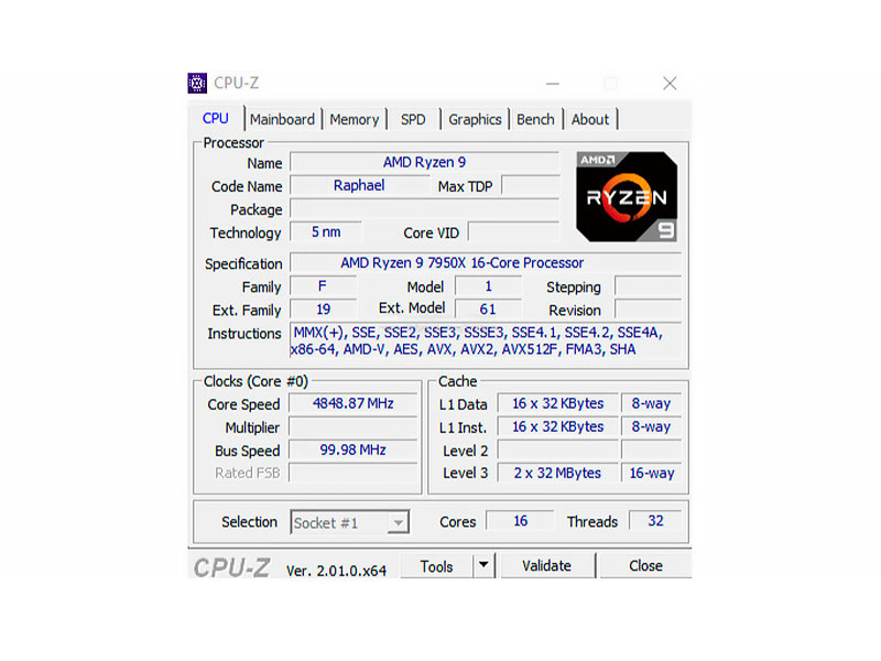 پردازنده AMD Ryzen 9 7950X موفق به دستیابی به کلاک اسپید حیرت انگیز 6.5 گیگاهرتز شد!