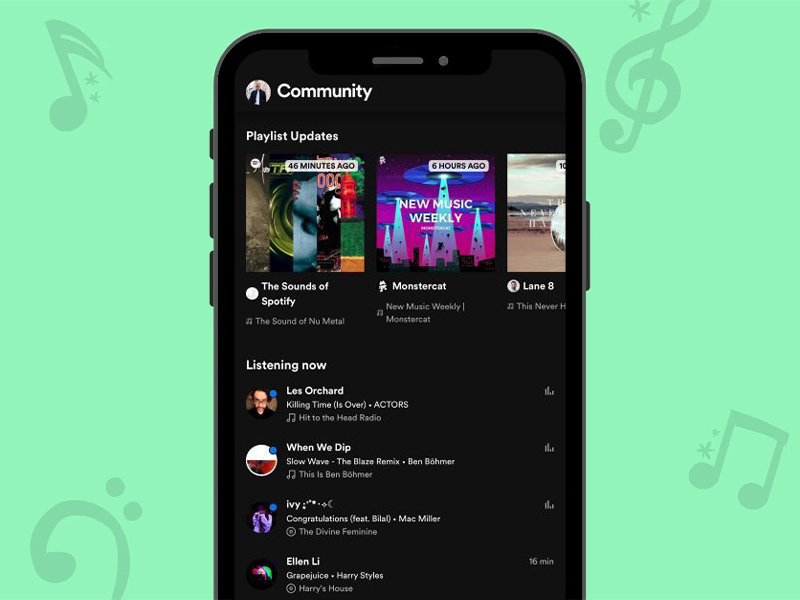 اسپاتیفای در حال آزمایش قابلیت 'Community' در نسخه موبایل است که به شما اجازه می دهد تا فعالیت دوستانتان را به صورت لحظه ای مشاهده کنید