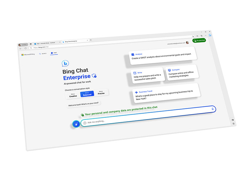 امنیت بالای هوش مصنوعی Bing Chat Enterprise