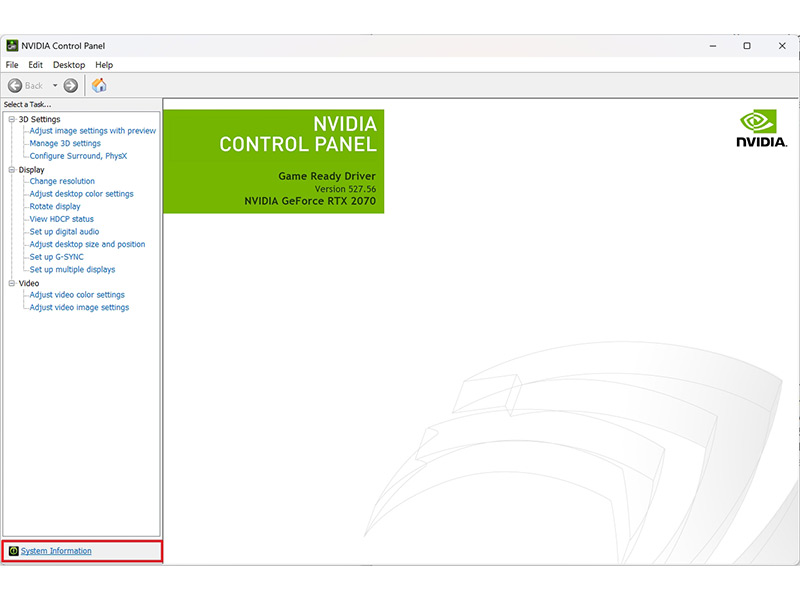 دسترسی به مشخصات کارت گرافیک سیستم از طریق Control Panel