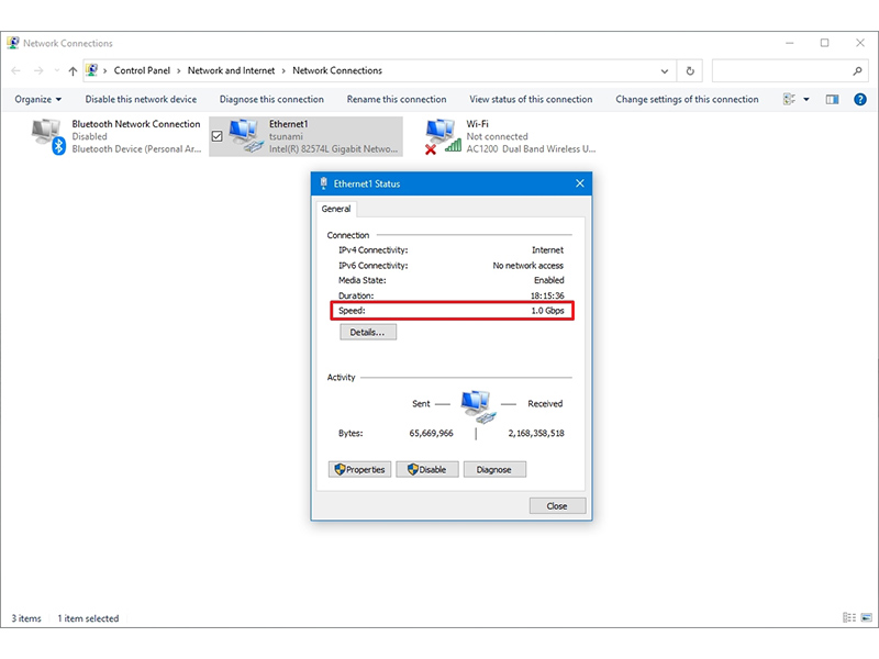 چک کردن سرعت کارت شبکه از طریق Control Panel در ویندوز 10