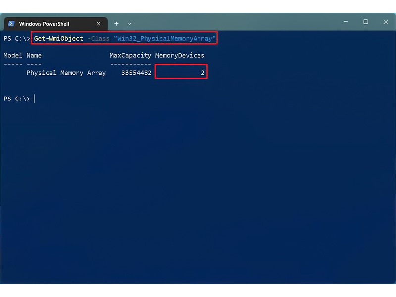 چک کردن تعداد اسلات های رم در ویندوز 11 با PowerShell