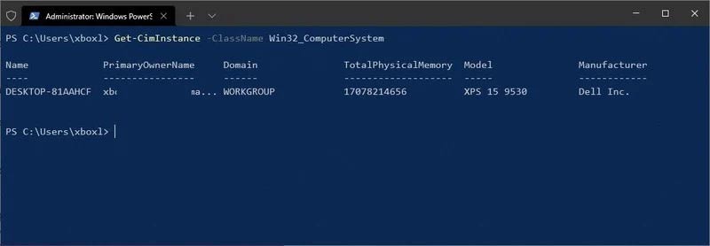 دستیابی به مدل PC از طریق PowerShell در ویندوز 10
