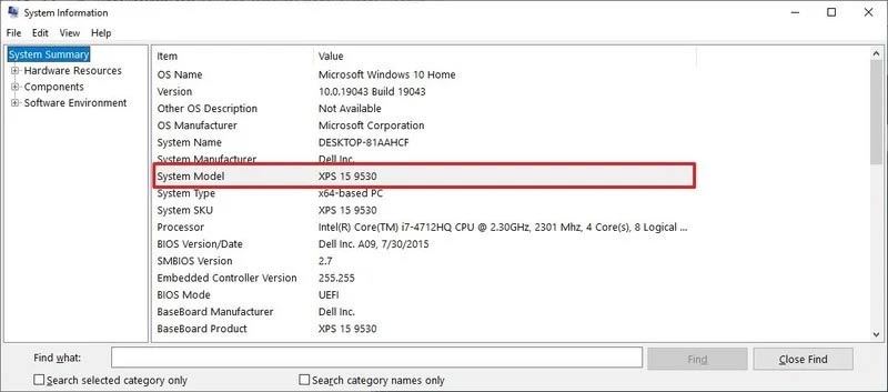 دستیابی به مدل PC از طریق System Information در ویندوز 10