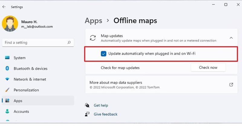 چگونه از آپدیت نقشه های آفلاین از پیش دانلود شده در ویندوز 11 مطلع شویم؟