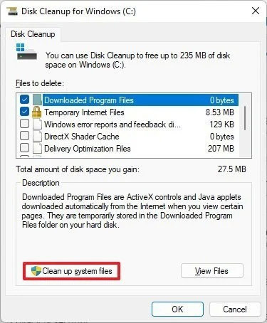 آزاد کردن فضای ذخیره سازی سیستم پس از آپدیت به ویندوز 11 از طریق بخش Disk Cleanup