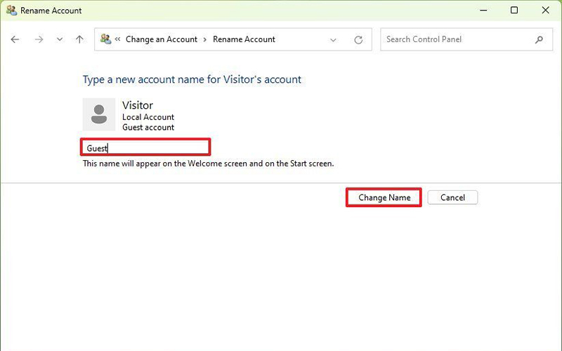 چگونه نام اکانت ویندوز 11 را از طریق کنترل پنل تغییر دهیم؟