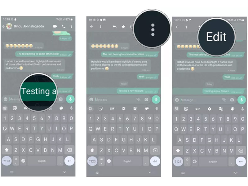 نحوه ویرایش پیام در واتساپ