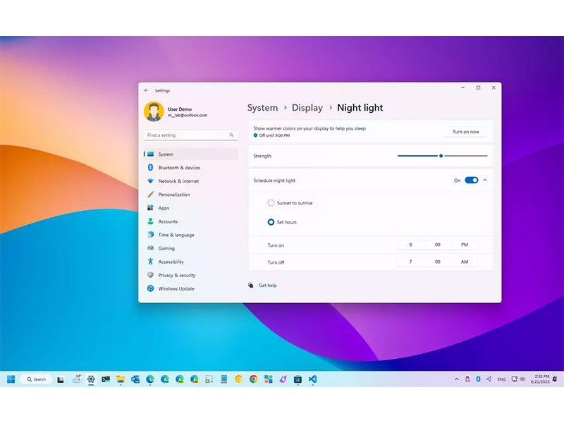 نحوه فعالسازی Night Light در ویندوز 11