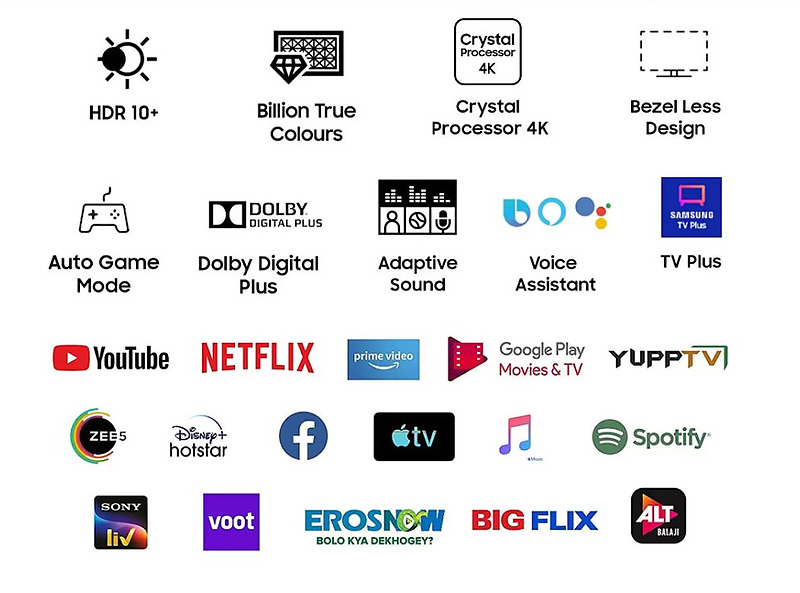 مشخصات و امکانات تلویزیون سامسونگ Crystal 4K Neo TV