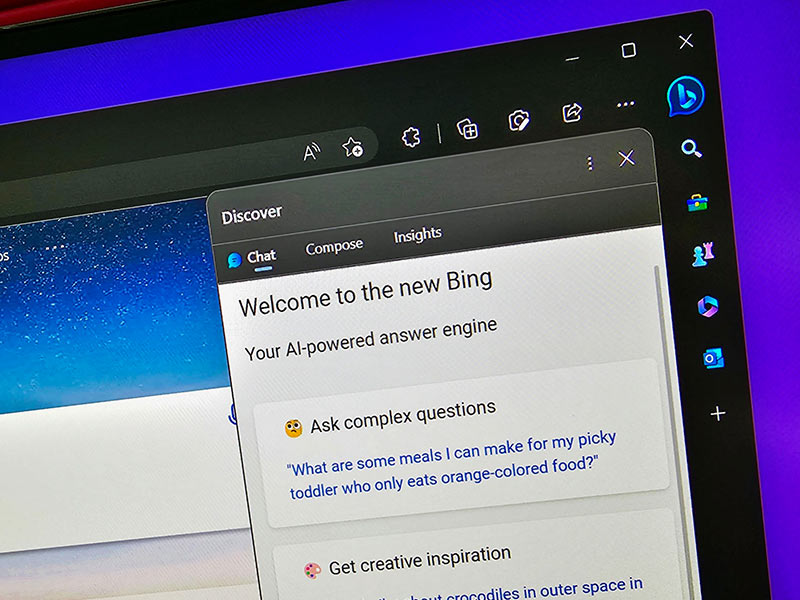توصیه مایکروسافت اج به استفاده از بینگ چت