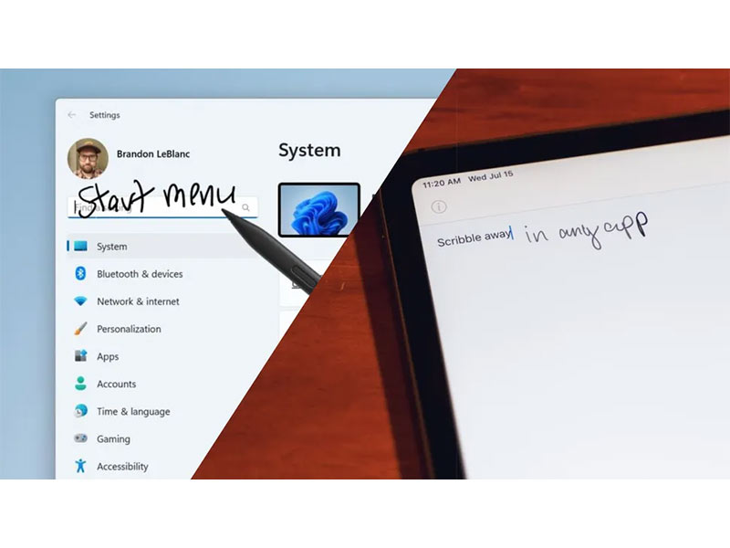 قابلیت پشتیبانی ویندوز 11 از ورود متن با قلم لمسی و دست خط