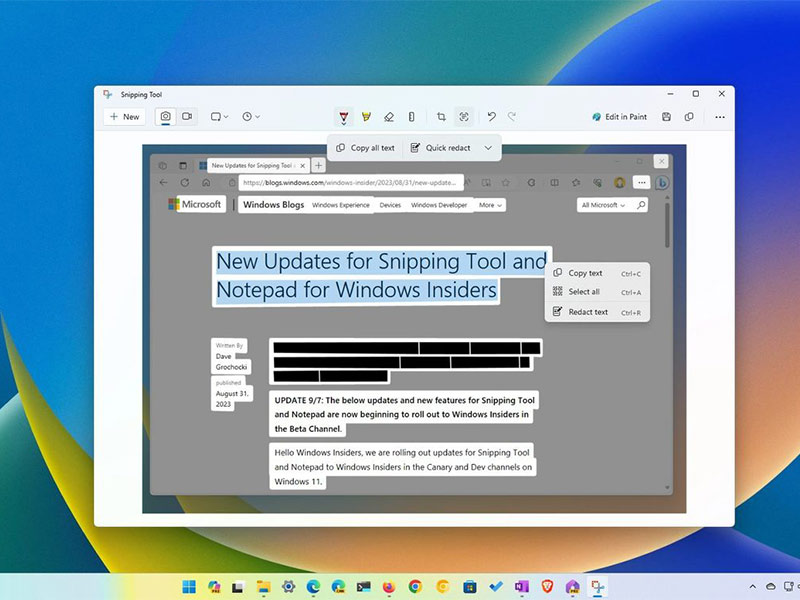 ویژگی های Snipping Tool در آپدیت جدید ویندوز 11