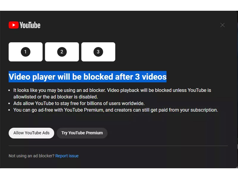 محدودیت یوتیوب برای استفاده کنندگان اد بلاکر